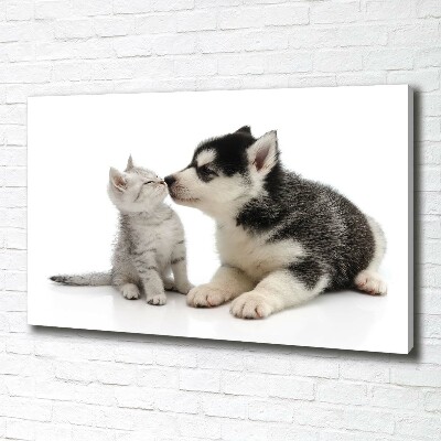 Canvas wall art Dog and cat