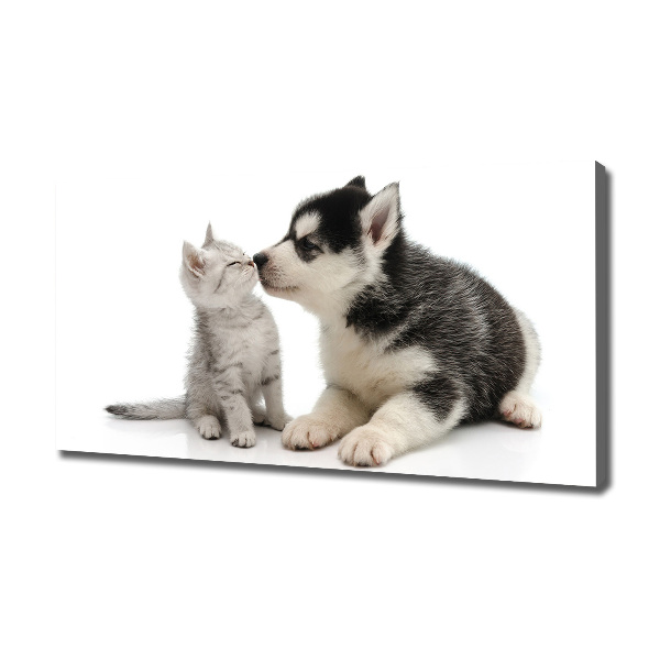 Canvas wall art Dog and cat