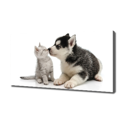 Canvas wall art Dog and cat