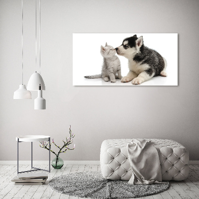 Canvas wall art Dog and cat