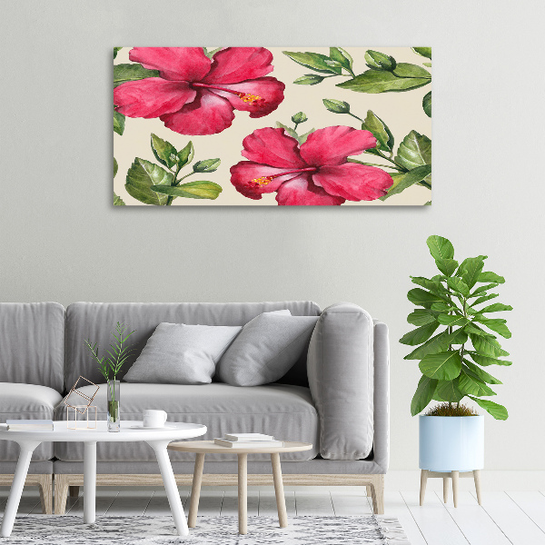 Canvas wall art Pink hibiscus