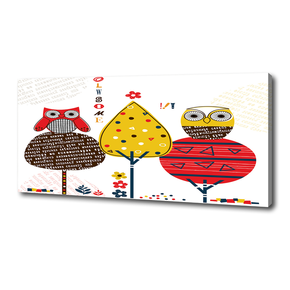 Canvas wall art Owls on a tree