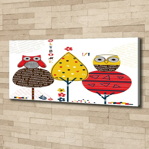 Canvas wall art Owls on a tree