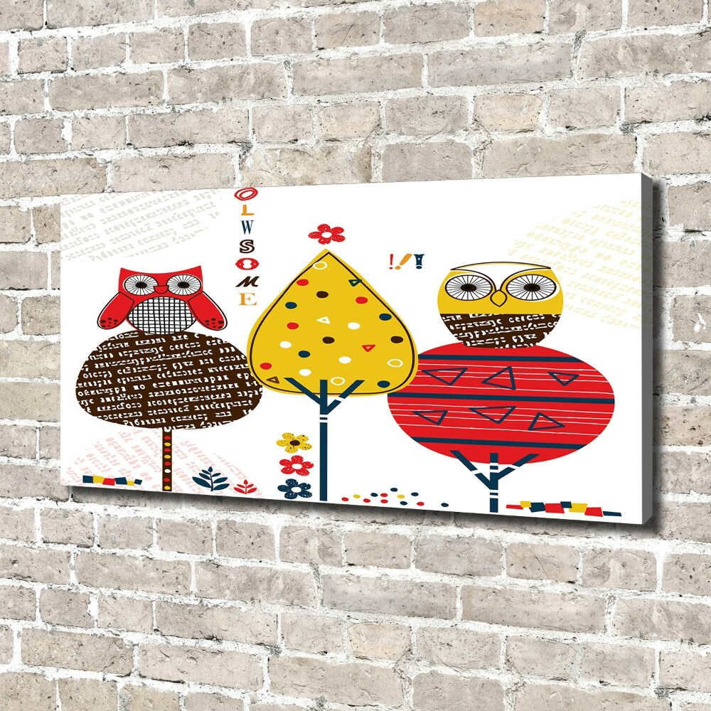 Canvas wall art Owls on a tree