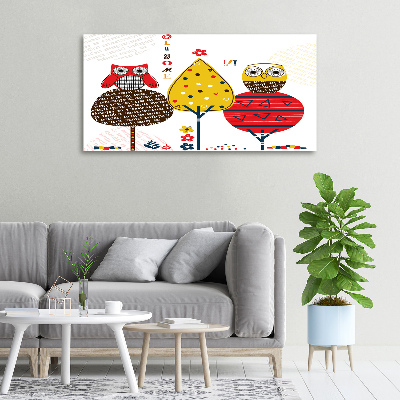 Canvas wall art Owls on a tree