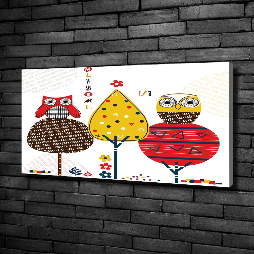 Canvas wall art Owls on a tree