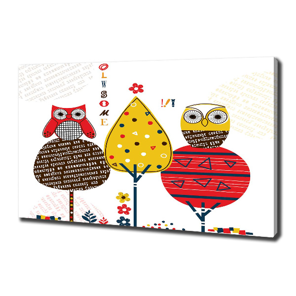 Canvas wall art Owls on a tree