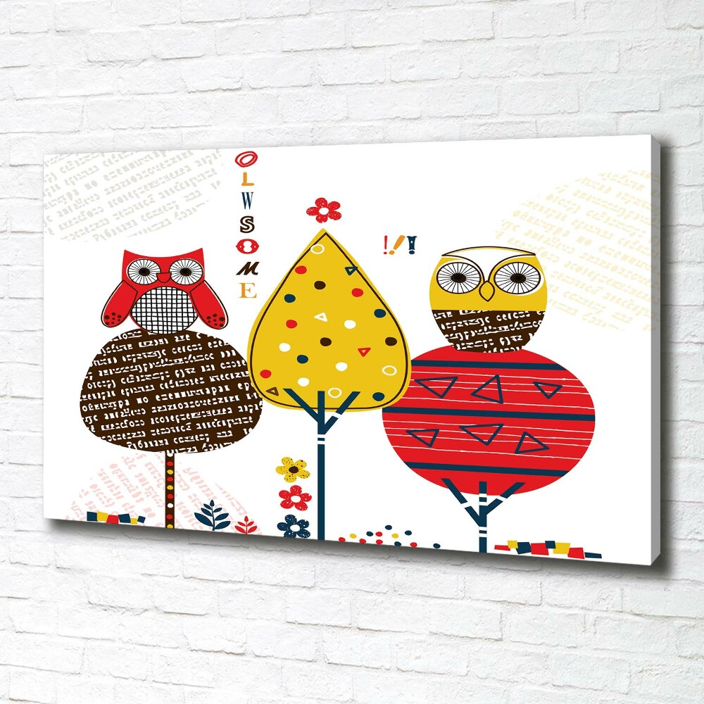 Canvas wall art Owls on a tree