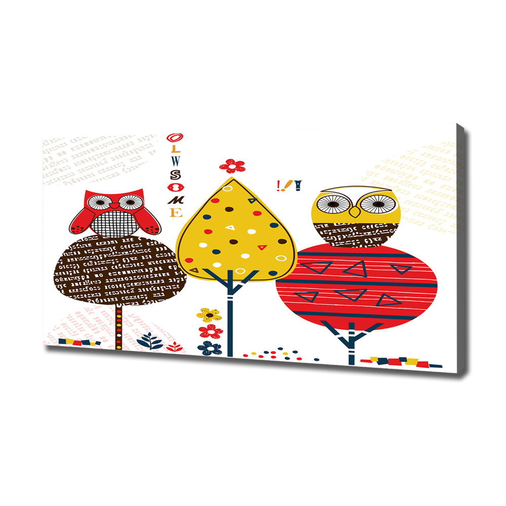 Canvas wall art Owls on a tree