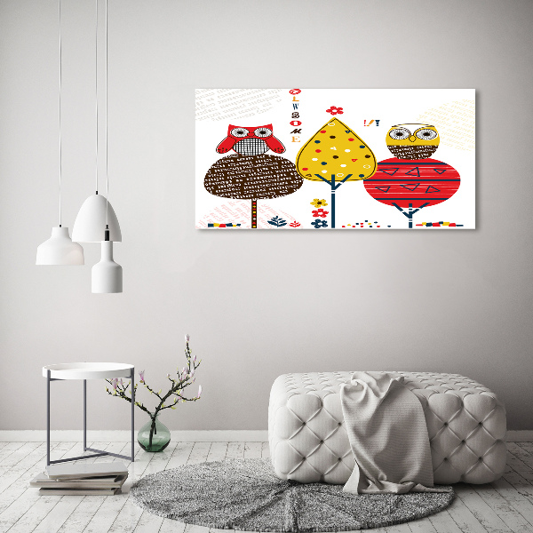 Canvas wall art Owls on a tree