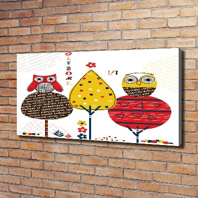 Canvas wall art Owls on a tree