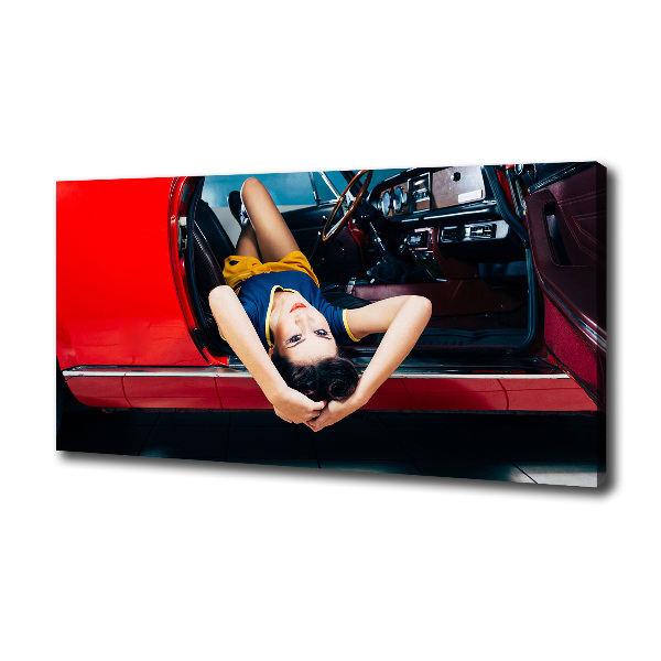 Canvas wall art A woman in the car