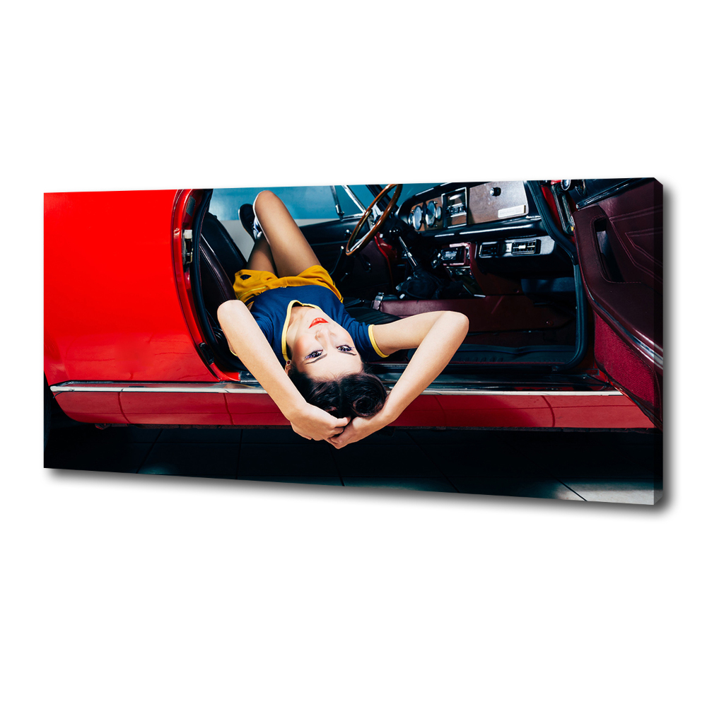 Canvas wall art A woman in the car