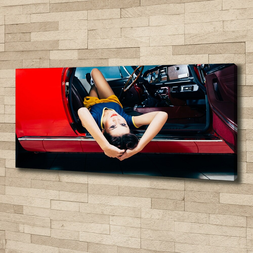 Canvas wall art A woman in the car