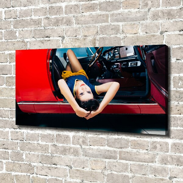 Canvas wall art A woman in the car