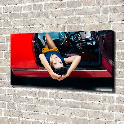 Canvas wall art A woman in the car