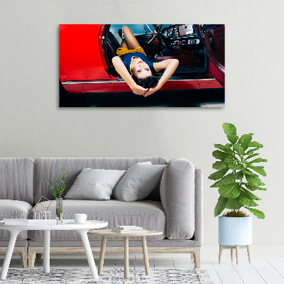 Canvas wall art A woman in the car