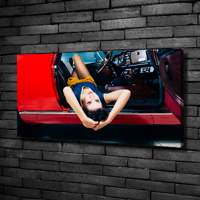 Canvas wall art A woman in the car