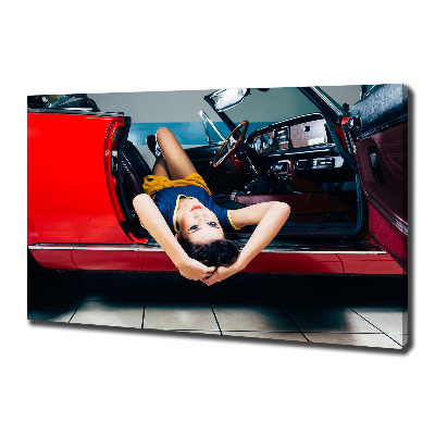 Canvas wall art A woman in the car