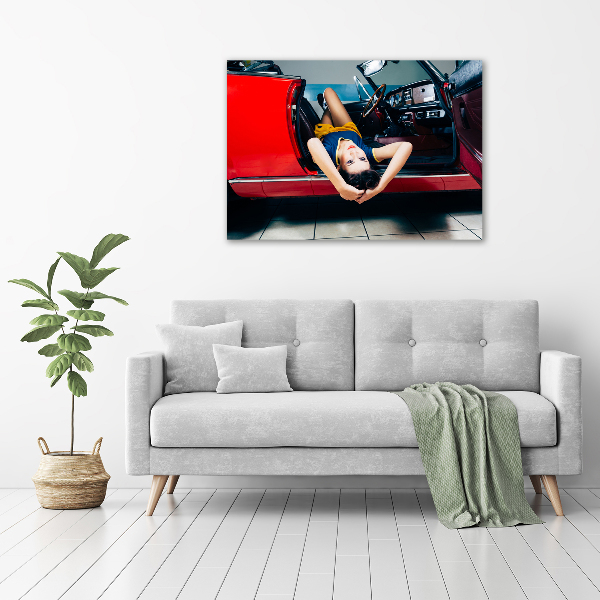 Canvas wall art A woman in the car