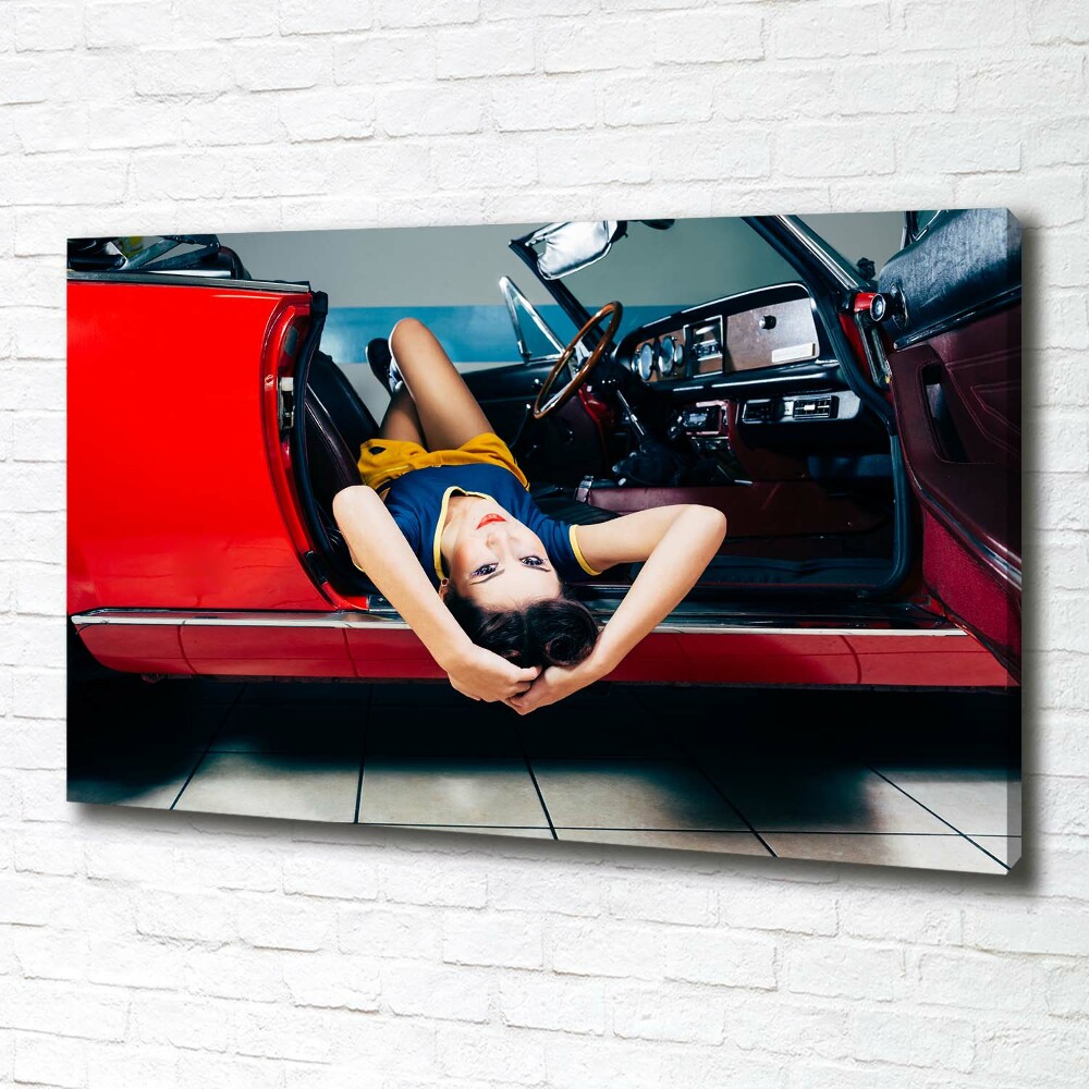 Canvas wall art A woman in the car