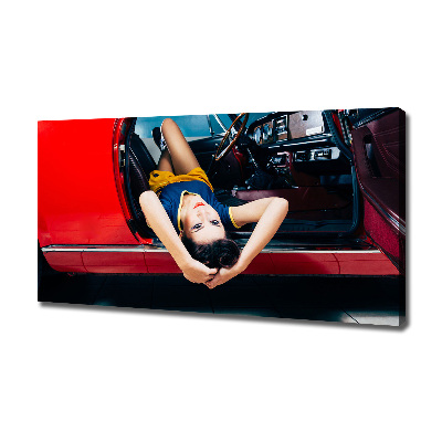 Canvas wall art A woman in the car