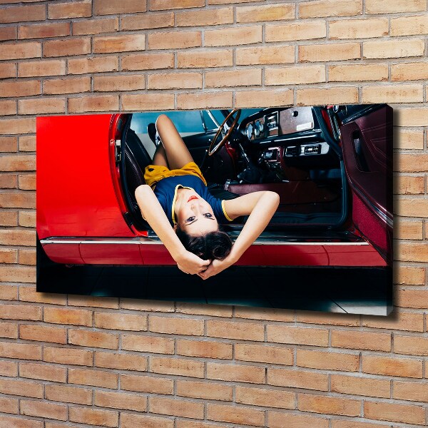 Canvas wall art A woman in the car