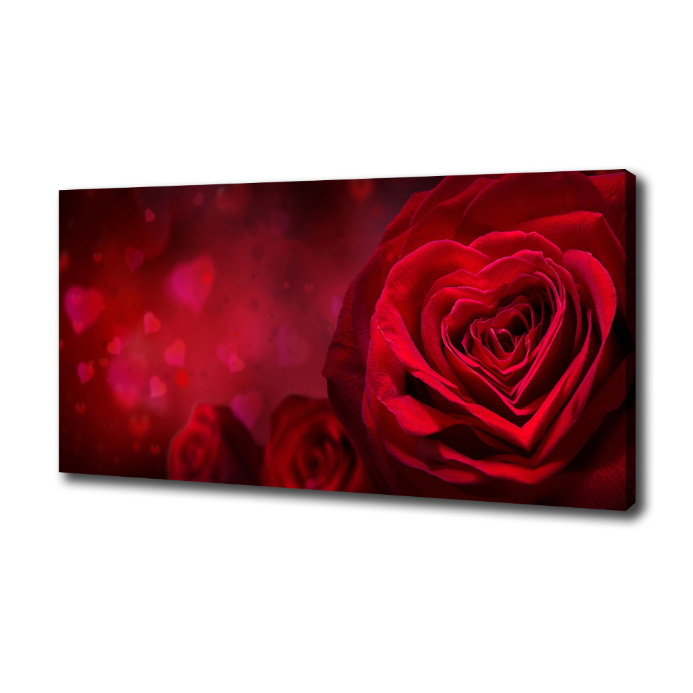 Canvas wall art Red heart rose