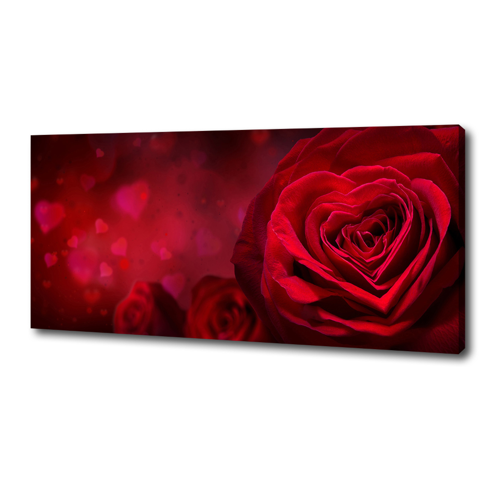 Canvas wall art Red heart rose