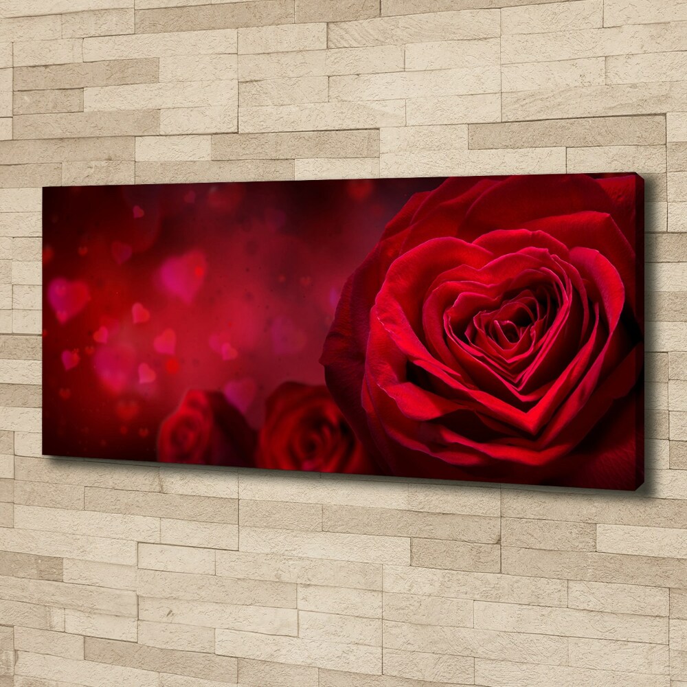 Canvas wall art Red heart rose