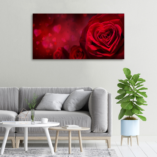 Canvas wall art Red heart rose