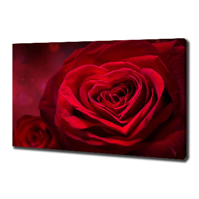 Canvas wall art Red heart rose