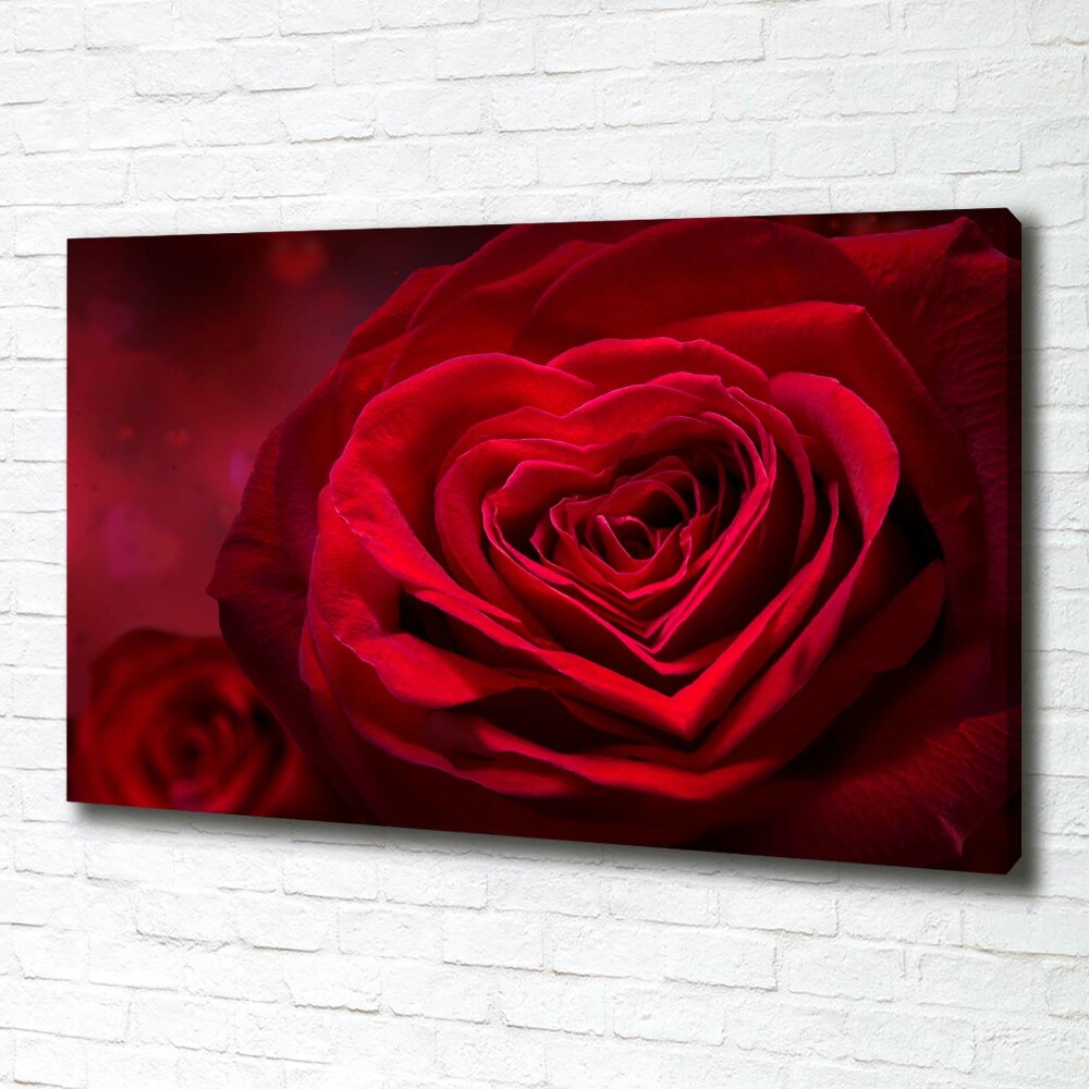 Canvas wall art Red heart rose