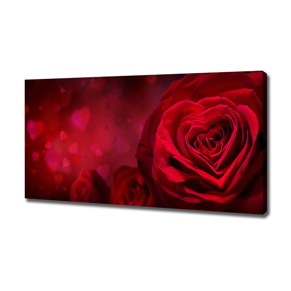 Canvas wall art Red heart rose