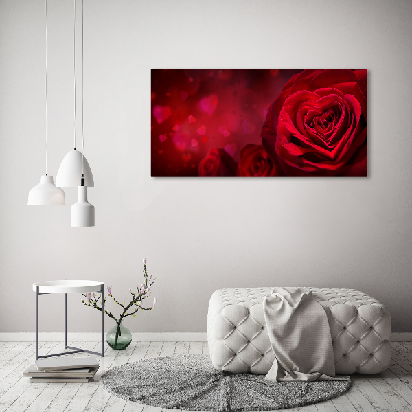 Canvas wall art Red heart rose