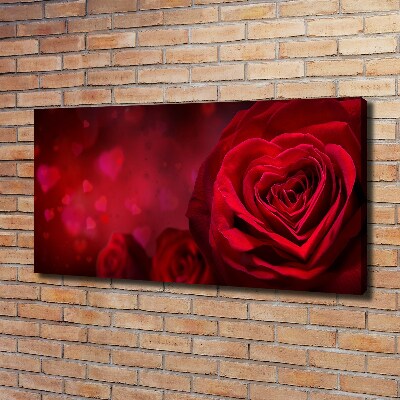 Canvas wall art Red heart rose