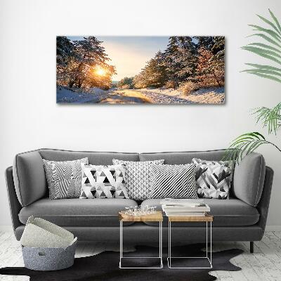 Canvas wall art Road in the forest in winter