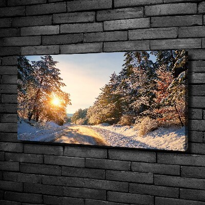 Canvas wall art Road in the forest in winter