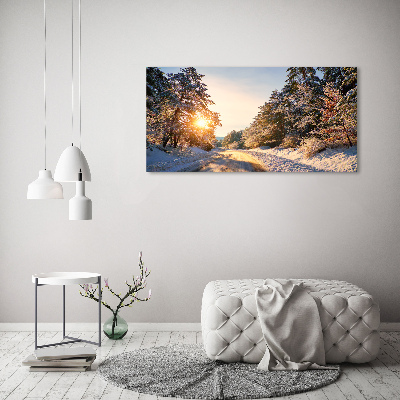 Canvas wall art Road in the forest in winter