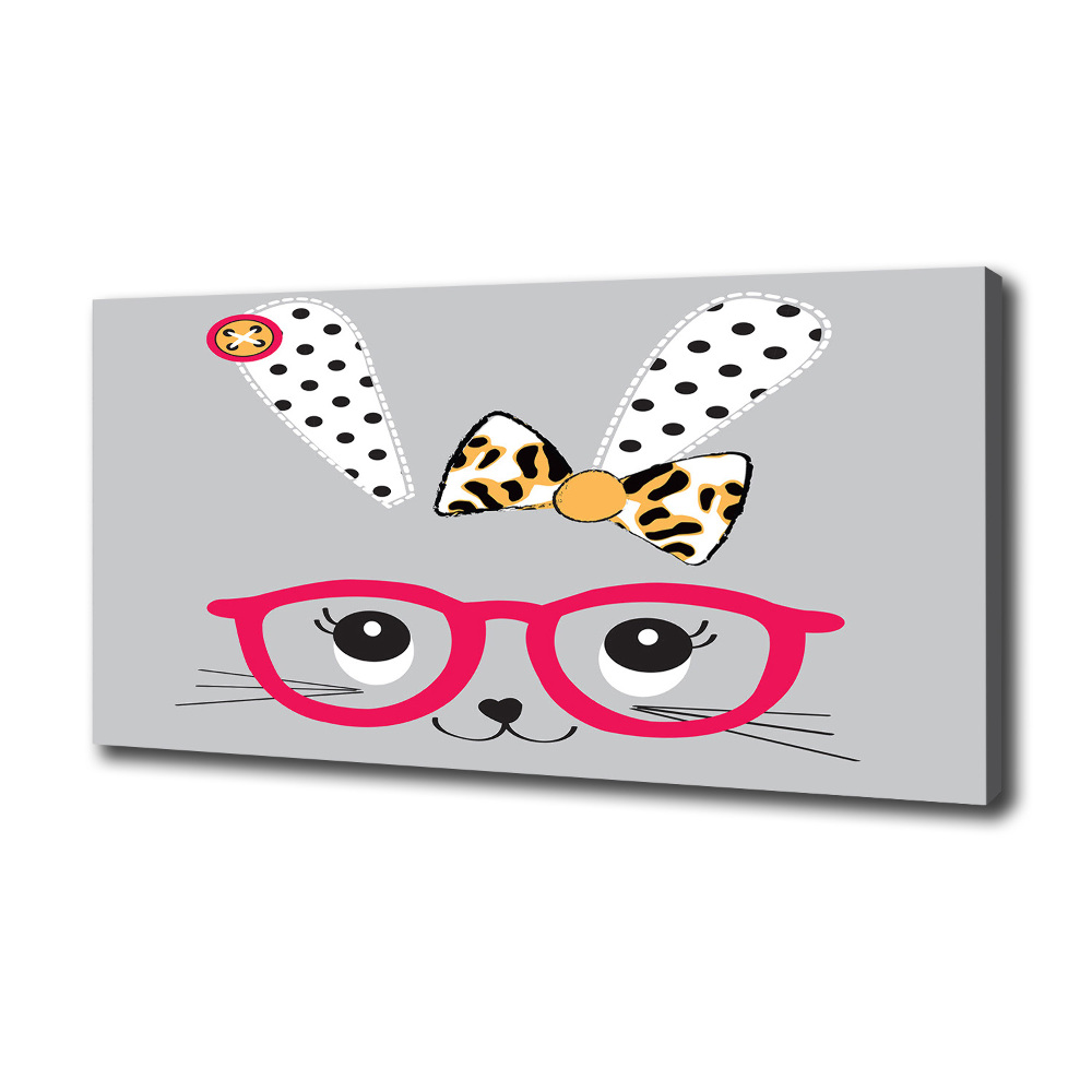 Canvas wall art Rabbit with glasses