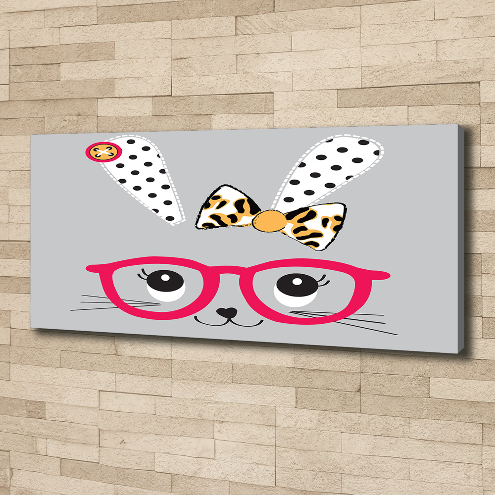 Canvas wall art Rabbit with glasses