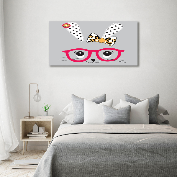 Canvas wall art Rabbit with glasses