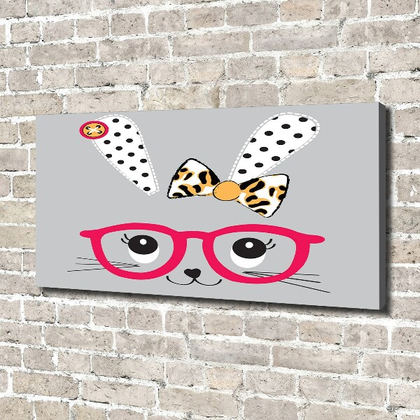 Canvas wall art Rabbit with glasses