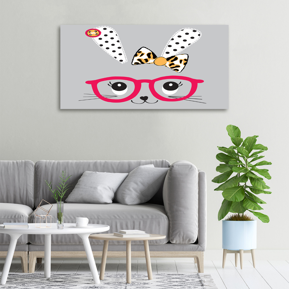 Canvas wall art Rabbit with glasses