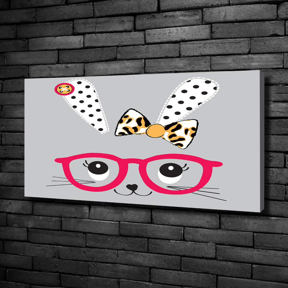 Canvas wall art Rabbit with glasses