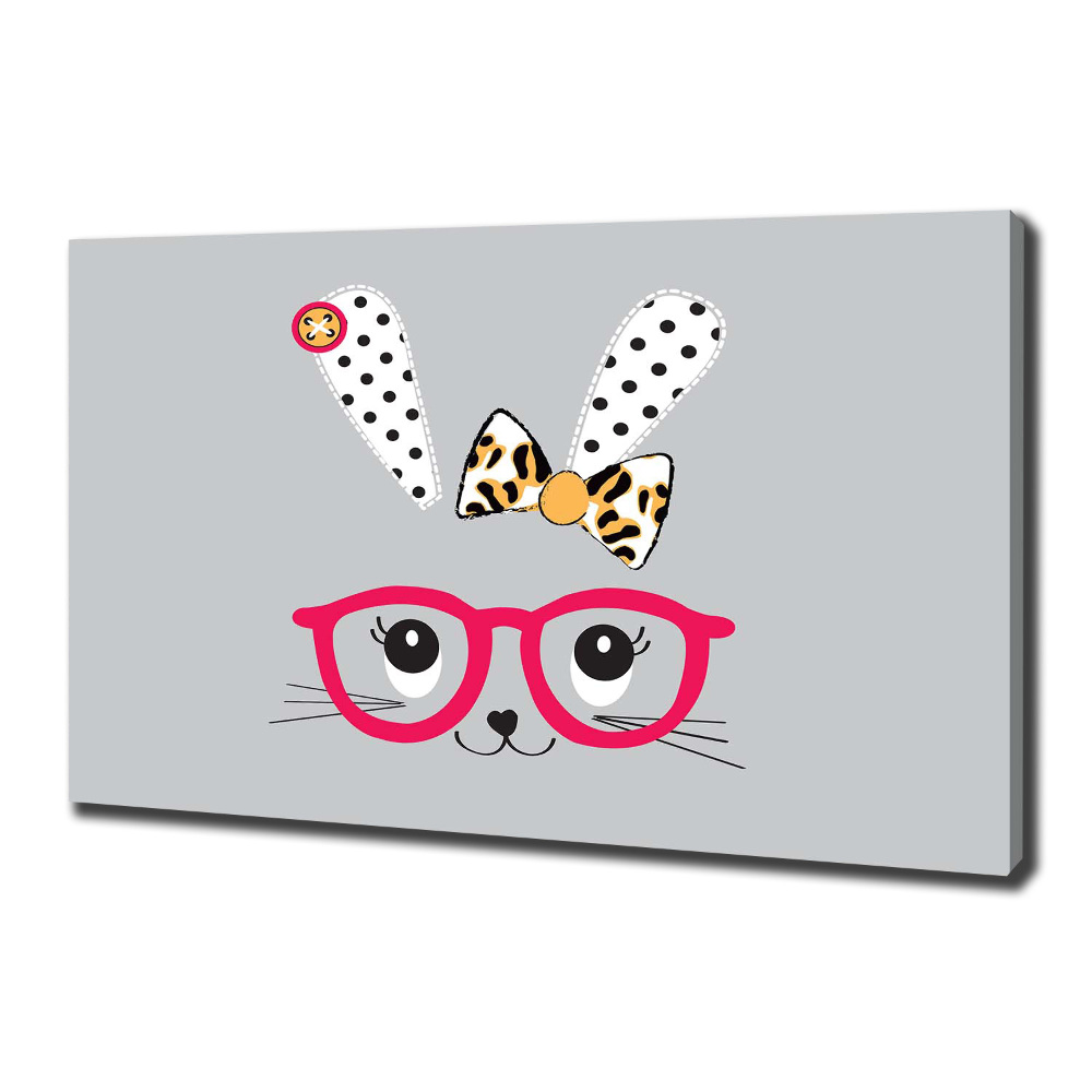 Canvas wall art Rabbit with glasses