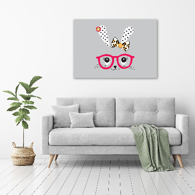 Canvas wall art Rabbit with glasses