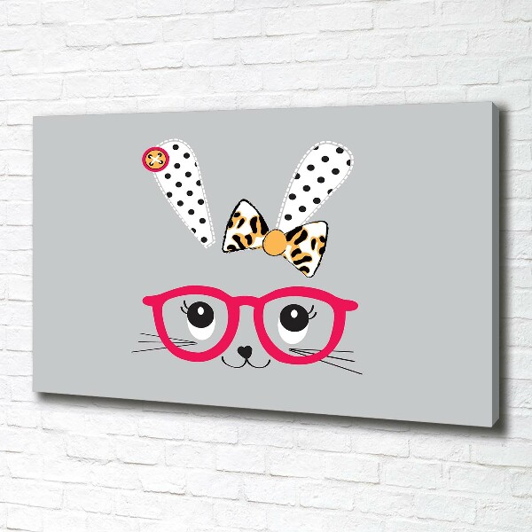 Canvas wall art Rabbit with glasses