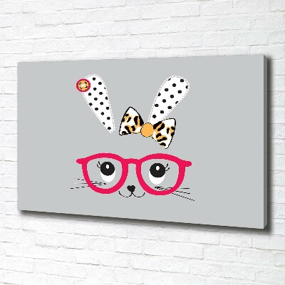 Canvas wall art Rabbit with glasses