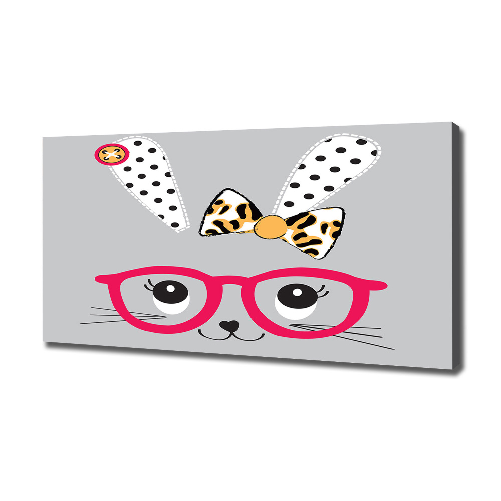 Canvas wall art Rabbit with glasses